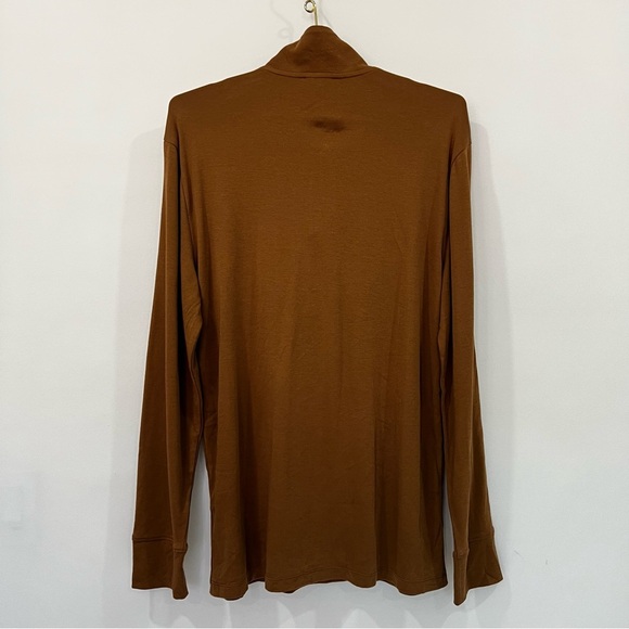 Express Fulton Tipped Quarter Zip Tee Brown Size Medium Long Sleeve - Picture 3 of 8